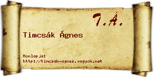 Timcsák Ágnes névjegykártya